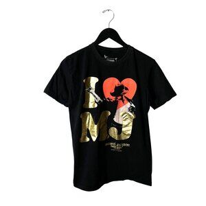 2013 Michael Jackson Graphic Tee Womens Cirque Du Soleil Medium Gold Foil Black